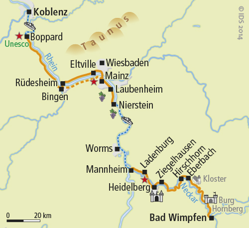Boat and bike tour: The Rhine and Neckar river cruise